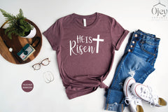 Christian Shirt He is Risen Shirt Easter Shirt for Women God Shirts  Christian Easter Shirt Jesus Shirts Easter Shirt, Easter Sunday T-Shirt