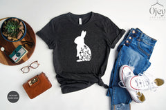 Floral Bunny Shirt | Easter T-Shirt | Easter Bunny Shirt | Floral Rabbit Shirt | Spring T-shirt | Easter T-shirt | Bunny Shirt