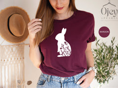 Floral Bunny Shirt | Easter T-Shirt | Easter Bunny Shirt | Floral Rabbit Shirt | Spring T-shirt | Easter T-shirt | Bunny Shirt