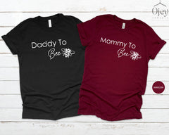 Daddy And Mommy To Bee Shirts, Funny Family Shirt, Bee Baby Shower Shirts, Pregnancy Reveal, Couple Matching Shirts, Expecting Parents Gifts