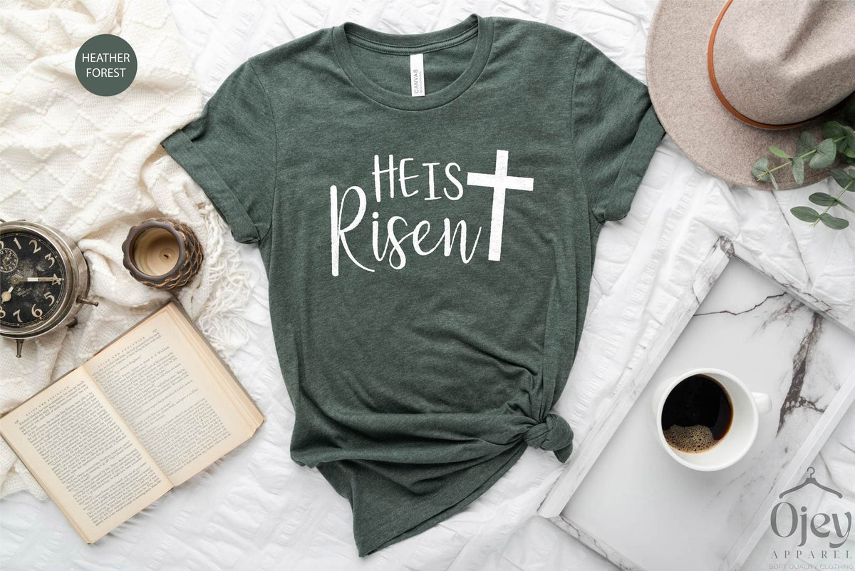 Christian Shirt He is Risen Shirt Easter Shirt for Women God Shirts  Christian Easter Shirt Jesus Shirts Easter Shirt, Easter Sunday T-Shirt