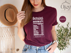Gemini Shirt, Gemini nutrition Facts, Zodiac Shirt, Astrology Shirt, Gift for Gemini, Gemini Birthday Present, Zodiac Signs, Horoscopes Tee