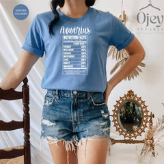 Aquarius Shirt, Aquarius Nutrition Facts, Zodiac Sign Shirt, Astrology Shirt, Gift for Aquarius, Aquarius Birthday Shirt, Horoscopes Tee