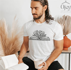 Book T-Shirt, Floral Book Shirt, Book Lover Shirt, Reader Shirt, Reading T-Shirt, Gift for Book Lover, Book Lover Shirt, Librarian Shirt