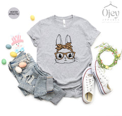Easter Bunny Shirt, Leopard Bunny Shirt, Bunny With Glasses Shirt, Cute Easter Shirts, Mom and Baby Easter Outfit, Matching Easter Shirts