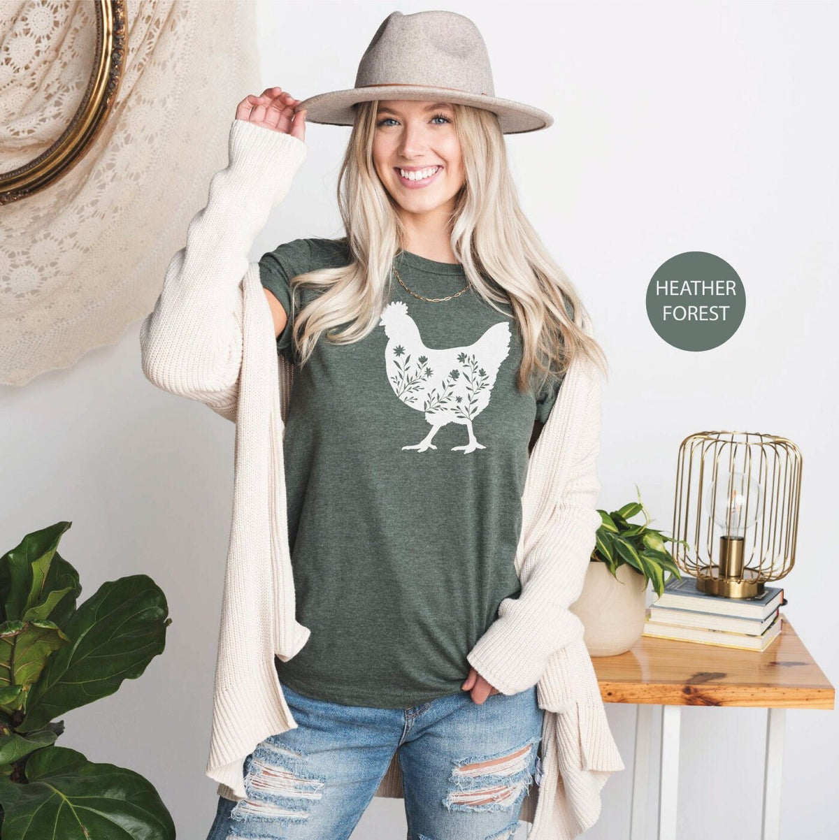 Floral Chicken Shirt, Chicken Shirt, Farm Shirt, Chicken Lover Shirt, Women's Chicken Shirt, Farm Tees, Chicken Whisperer, Farm Girl Shirt