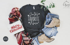 Christmas Nurse Shirts, Nurse Crew Shirts, Santa's Favorite Nurse, Nurse Christmas Gift, Nurse Christmas Shirts, Christmas Party Shirts