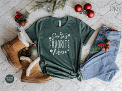 Christmas Nurse Shirts, Nurse Crew Shirts, Santa's Favorite Nurse, Nurse Christmas Gift, Nurse Christmas Shirts, Christmas Party Shirts