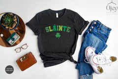 Slainte Shirt, Lucky St. Patrick Shirt, Lucky Irish Shirt, St. Patrick Day T-Shirt,  Shamrock St. Patrick Shirt