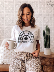Live Love Teach Shirt, Teacher Shirts, Teacher T-shirts, Teacher Women Shirt, Gift for Teacher, Gift Appreciation Week Tee, Teacher Gift