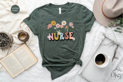 Nurse Shirts, Wildflower Nurse Shirt, Cute Nurse Shirts, Gift for Nurses, Nurse Student Gift, Nursing School  Shirt, RN Nurse Shirt