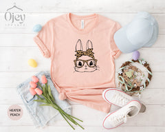 Easter Bunny Shirt, Leopard Bunny Shirt, Bunny With Glasses Shirt, Cute Easter Shirts, Mom and Baby Easter Outfit, Matching Easter Shirts