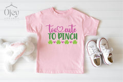 Girls' St. Patrick Shirt, Too Cute to Pinch Shirt, St. Patricks Girls' Shirt, St. Patrick Gift for Girls'
