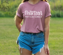 Thirteen Shirt, Official Teenager Birthday Tee, 13th Birthday Shirt Girl, Shirts For Teens, Teenager Birthday Outfit, 13 Year Old Girl Gifts