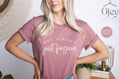 Not Perfect Just Forgiven Shirt, Christian Shirts for Her, Religious T-Shirts, Christian Apparel, Christian Gifts, Bible Verse Shirts