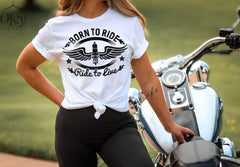 Born to Ride, Ride to Live Shirt, Cruiser Motorcycle Chopper Style Unisex Tee for him/her,  Bobber, Chopper, Custom Motorcycle T Shirts