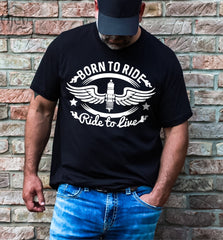 Born to Ride, Ride to Live Shirt, Cruiser Motorcycle Chopper Style Unisex Tee for him/her,  Bobber, Chopper, Custom Motorcycle T Shirts