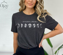 Moon Phases Shirt, It's Just a Phase Shirt Celestial Shirt, Astronomy Shirt, Space T-Shirt, Unisex Gift Crewneck T Shirt for Him & Her