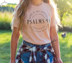 Christian T Shirt, Blessed Shirt, Religious Shirt, Psalms 91 T Shirt, Christian Woman Shirt, Religious Gift, Unisex Christian Gift Tees