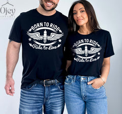 Born to Ride, Ride to Live Shirt, Cruiser Motorcycle Chopper Style Unisex Tee for him/her,  Bobber, Chopper, Custom Motorcycle T Shirts