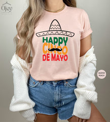 Cinco De Mayo, Sombrero Hat and Mustache Shirt for Cinco De Mayo, Happy 5 de Mayo Shirt Gift, Funny Shirt for Him or Her, Gift for Latino