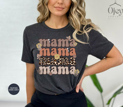 Leopard Floral Mama Shirt, Retro Mama Shirt, Cute Mom Shirt, Motherhood Shirts For Her, Mom To Be Tshirt, Womens Clothing, Mother's Day Gift