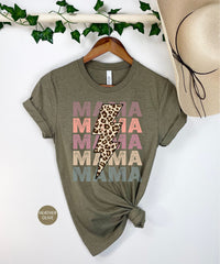 Retro Vintage Mama Shirt, Leopard Mama Tshirt, Cute Mom Shirts, Motherhood Shirt, Mother's Day Gift, Mother To Be Shirt, Cute Gift For Her