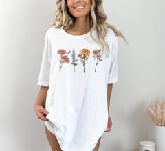 Personalized Mothers Day Shirt, Birth Month Flower Shirt, Mother's Day Gift, Floral Mom Shirt With Sleeve Names, Custom Mom Shirt, Mama Gift