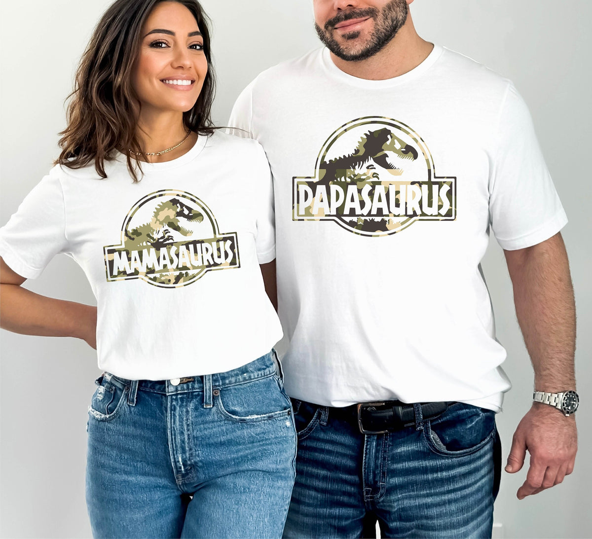 Mamasaurus Shirt, Papasaurus Shirt, Camouflage Shirt for Mother and Father, Dinosaur Shirt, Unisex Family Matching Dinosaur Birthday Shirts