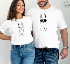 Llama Couples Tshirt, Mama Llama Shirt, Dada Llama Tee, Cute Llama Shirt, Funny Couples Shirts, Unisex Clothing, Crewneck, Llama Lover Gift