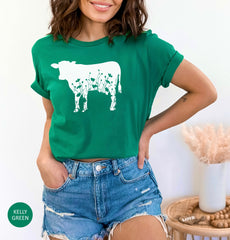 Floral Cow Shirt, Cow T Shirt, Cow Lover Shirt, Farming Shirt, Farm Girl Shirt, Cow Lover Gift, Cow Farm Shirt, Country T Shirt, Dairy Farm