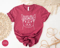 Pig Shirt, Floral Pig Shirt,  Farm Shirt, Farm Girl Shirt, Farm Animal Shirt, Boho Pig Tshirt, Pig Lover Shirt, Kids Pig Shirt, Cute Pig Tee