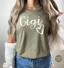 Gigi Heart Shirt, Cool Nana Shirt, Gift For Grandma, Grandmother Tshirt, Auntie To Be Shirt, Mother's Day Gift, Womens Clothing, Gigi Gift