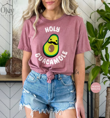 Avocado with Mustache Holy Guacamole T Shirt, Funny Avocado Shirt with Mustache,  Guacamole Shirt, Guacamole Lover T Shirt, Holy Guacamole