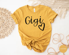 Gigi Heart Shirt, Cool Nana Shirt, Gift For Grandma, Grandmother Tshirt, Auntie To Be Shirt, Mother's Day Gift, Womens Clothing, Gigi Gift