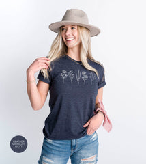 Wild Flower Shirt for Women, Florist Shirt Gift, Floral Shirts, Botanical Shirts, Spring Flower Shirts, Best Friend Gift, Gardening Shirts