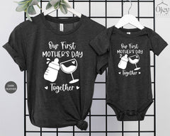 Our First Mother's Day Together Shirt, Mommy And Me Shirts, Gift For Mother, Baby Bodysuit, Mom And Baby Matching Outfit, Mother's Day Gift