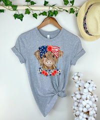 4th of July Highland Shirt, 4th of July T-Shirt, Independence Day Shirt, American Cow Shirt, Patriotic Cow Shirt, 4th of July Tee