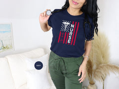 American Flag Nurse Shirt, ER Nurse T-Shirt, Paramedics Gift, Nurse Shirt With Flag, ICU Nurse Outfit, Registered Nurse Tee, Nurse Grad Gift