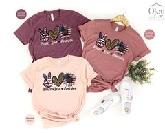 Peace Love America 4th of July Shirt, Patriotic Sunflower Tee, Independence Day Gift, 4th Of July Tees for Adults and Kids, Soft Cotton Tees