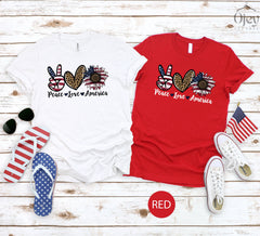Peace Love America 4th of July Shirt, Patriotic Sunflower Tee, Independence Day Gift, 4th Of July Tees for Adults and Kids, Soft Cotton Tees