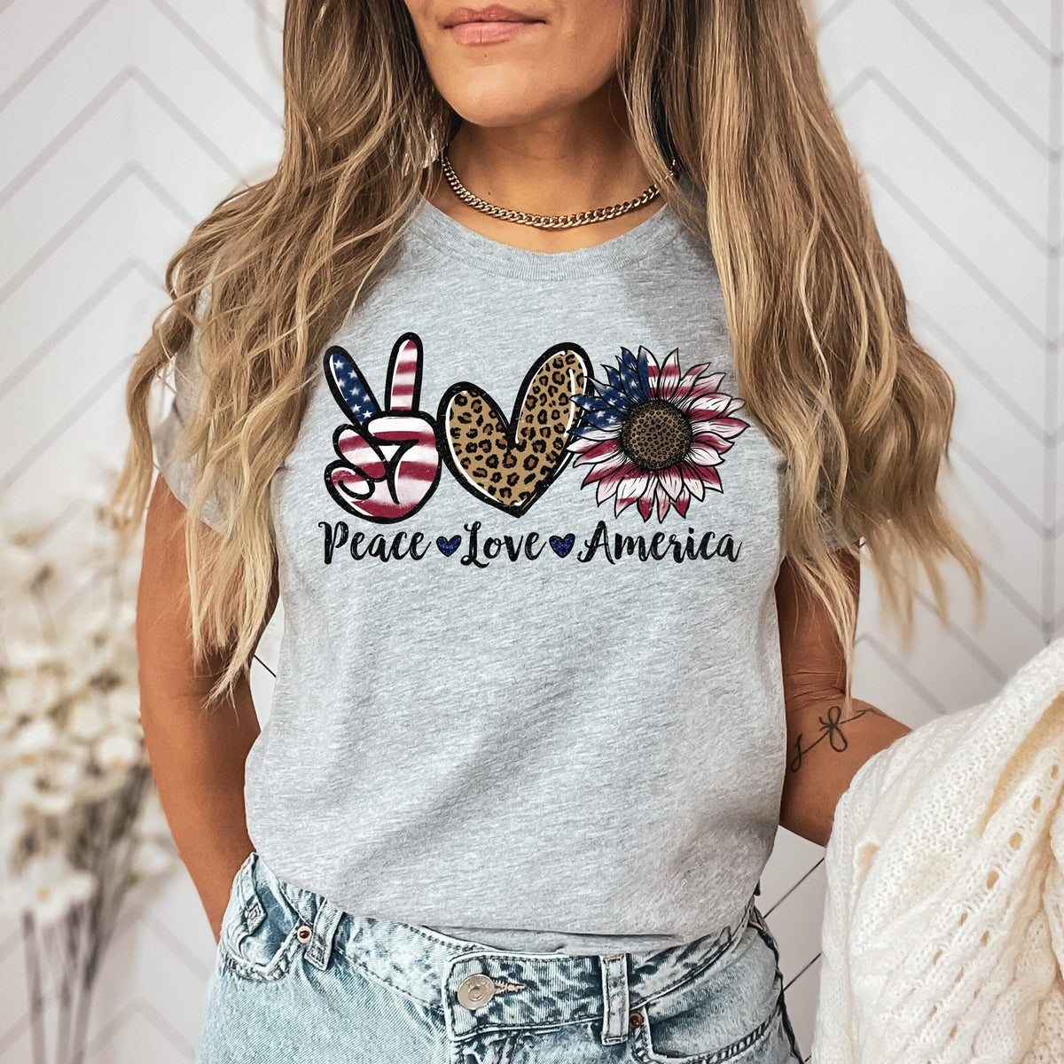 Peace Love America 4th of July Shirt, Patriotic Sunflower Tee, Independence Day Gift, 4th Of July Tees for Adults and Kids, Soft Cotton Tees
