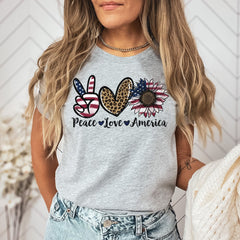 Peace Love America 4th of July Shirt, Patriotic Sunflower Tee, Independence Day Gift, 4th Of July Tees for Adults and Kids, Soft Cotton Tees