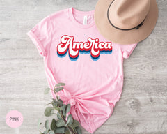Retro America Shirt for Adults and Kids, Celebrating 4th of July with Custom Retro Style America Shirt, Vintage Style American Tee