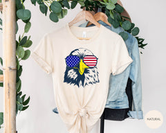 Patriotic Bald Eagle with Sunglasses, American Flag Sunglasses, 4th of July Shirt, Eagle with American Flag Sunglasses Shirt for Him or Her