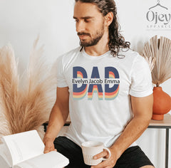 Custom Dad Shirt, Dad Kids Names Tshirt, Father's Day Gift, Retro Dad Tshirt, Father In Law Gift, Dad Birthday Shirt, Personalized Dad Gift