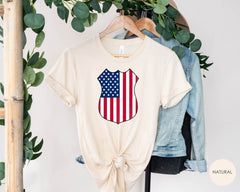 Police Badge American Flag Shirt, American Police Flag Shirt, Law Enforcement Shirts, Police Officer Gift, 4th of July Gift for Loved Ones