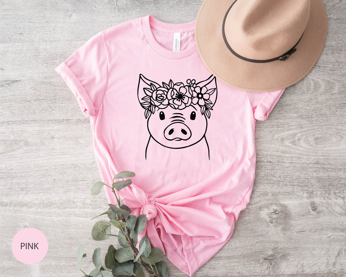 Pig Shirt, Floral Pig Shirt,  Farm Shirt, Farm Girl Shirt, Farm Animal Shirt, Boho Pig Tshirt, Pig Lover Shirt, Kids Pig Shirt, Cute Pig Tee
