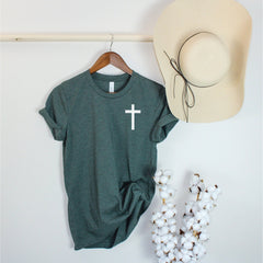 Pocket Cross Shirt for Gift, Unisex Crewneck Religious Shirt, Cross Shirt, Church Gift, Faith Tee, God is Greater than Highs and Lows Shirts