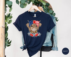 4th of July Highland Shirt, 4th of July T-Shirt, Independence Day Shirt, American Cow Shirt, Patriotic Cow Shirt, 4th of July Tee